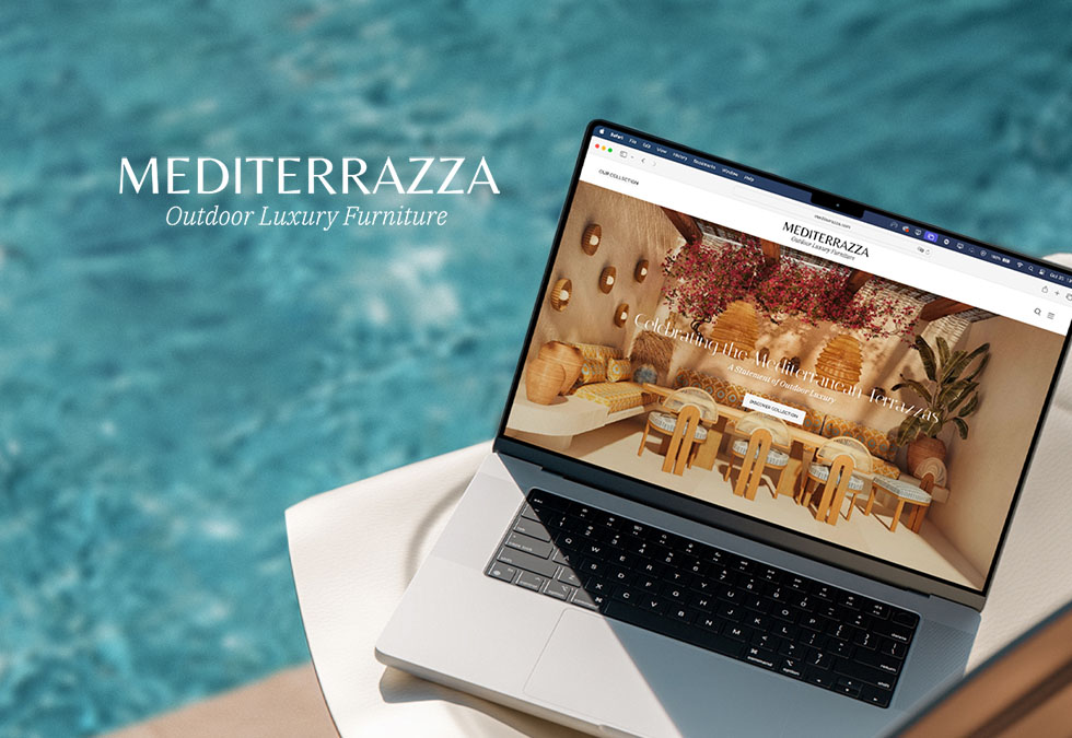 Desenvolvimento de website com catálogo para empresa de mobiliário de exterior de luxo e qualidade superior, para mercados Internacionais, da Mediterrazza