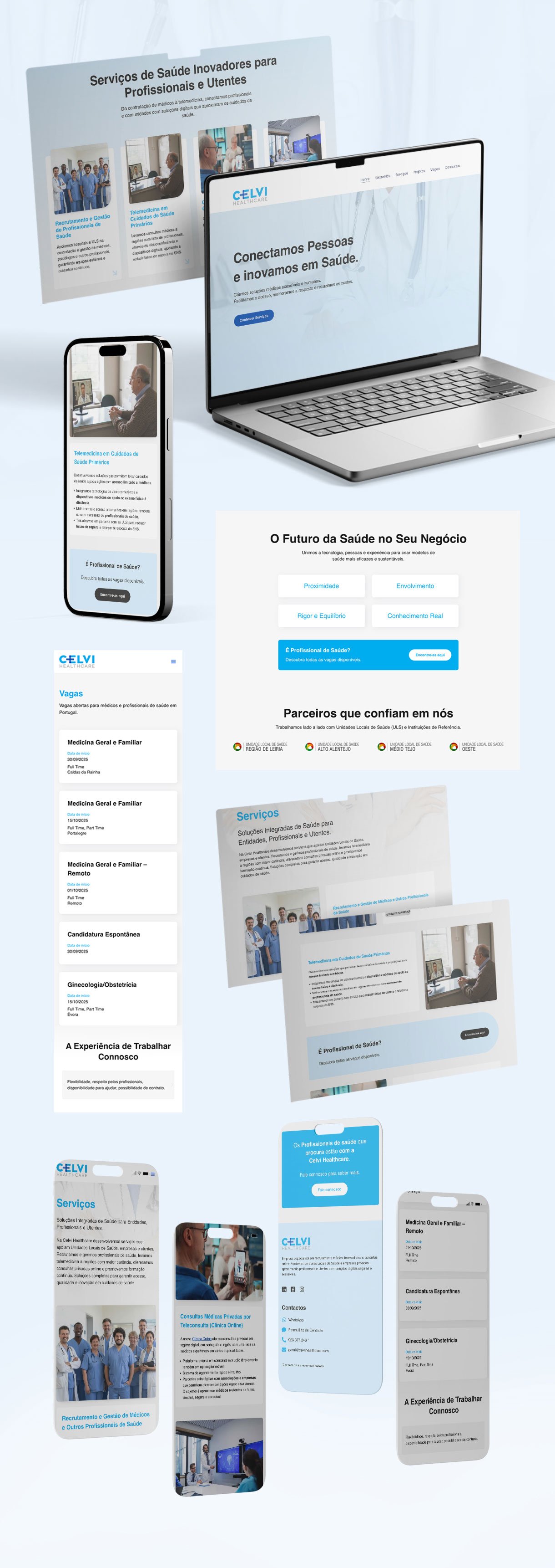 Desenvolvimento de website para a Celvi Healthcare, empresa da área da saúde e focada em recrutamento de profissionais de saúde, em Portugal