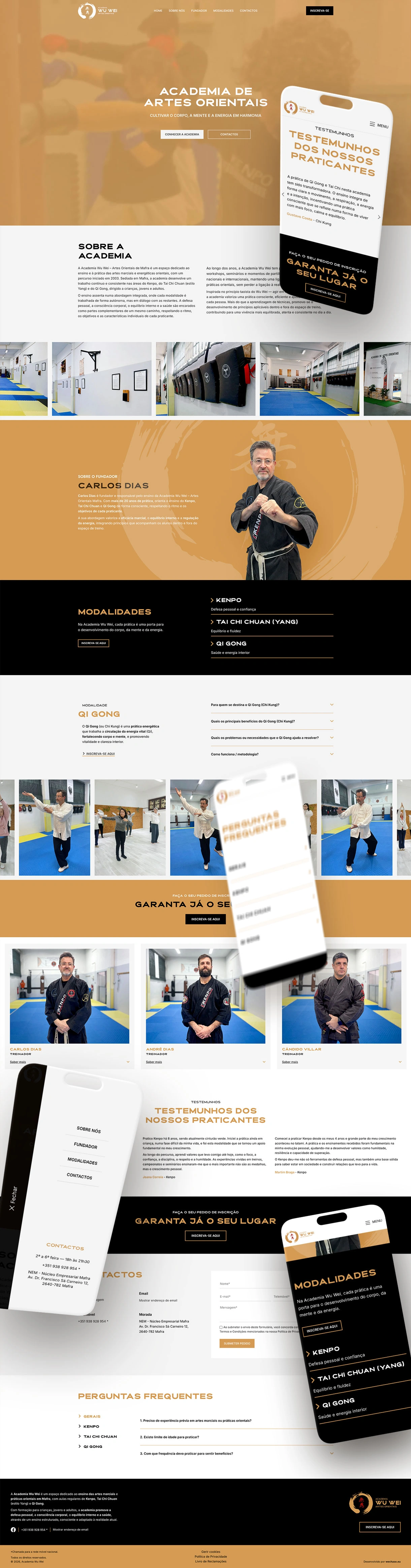 Desenvolvimento e criação de site Academia Wu Wei, artes orientais em Mafra